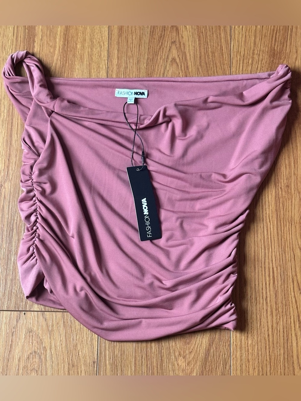 Fashion Nova Dusty Rose Ruched Off-Shoulder Top